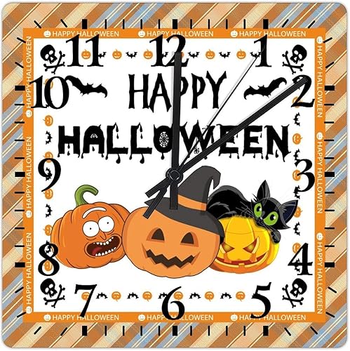 Reloj de pared medieval con diseño de calabaza y araña de 15 pulgadas, decoración de Halloween, decoración del hogar, reloj de pared con movimiento