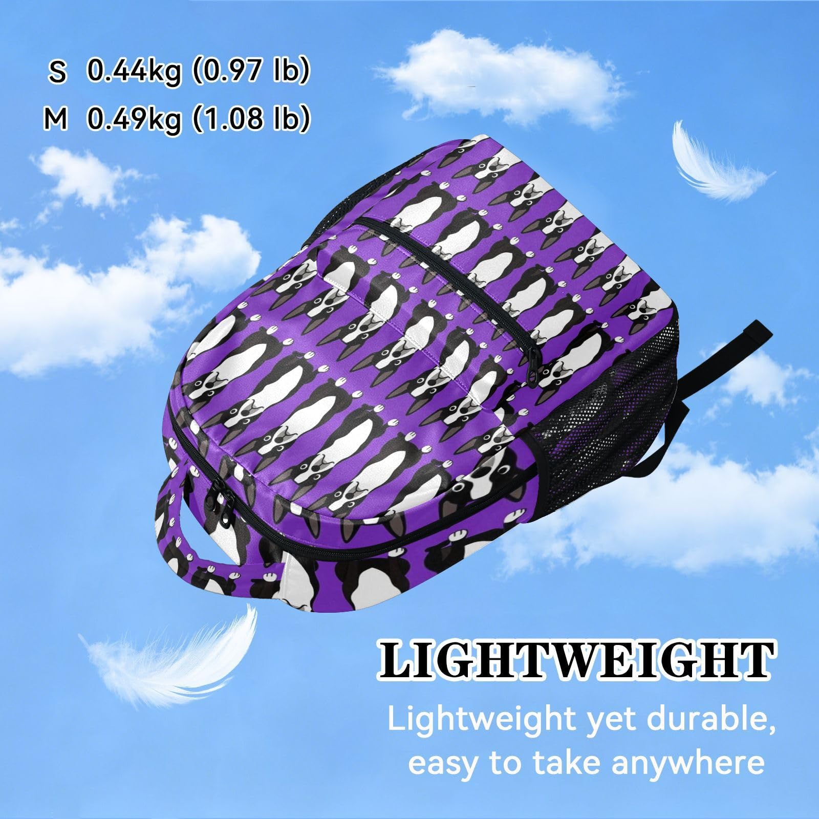 FRODOTGV Zaino da viaggio multitasche, in tessuto twill di poliestere, per studenti scolastici, campeggio, visite turistiche, taglia S, Viola Terrier, S, Casual