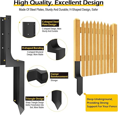 Miniatura 3 de Uranshin Heavy-Duty Steel Fence Post Repair Kit,Fence Post Repair Stakes Anchor Ground Spike Fence Post Repair Brackets for Repairing Broken Wooden