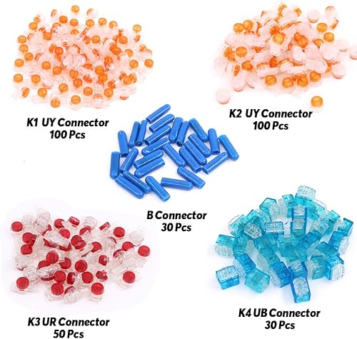 Miniatura 3 de Hilitchi Kit surtido de terminales de crimpado de conector de empalme a tope de cable de teléfono de datos - conector UY/UR/UB/B