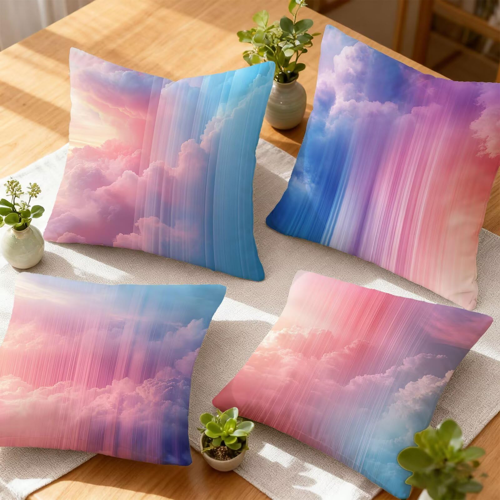 Kolorowa poszewka na poduszkę 60 x 60 cm, prostota, 60 x 60, zestaw 4 sztuk, super miękkie, 60 x 60, dekoracja jesienna, kwadratowa poszewka na poduszkę, na sofę, do domu, salonu, sypialni E - 916