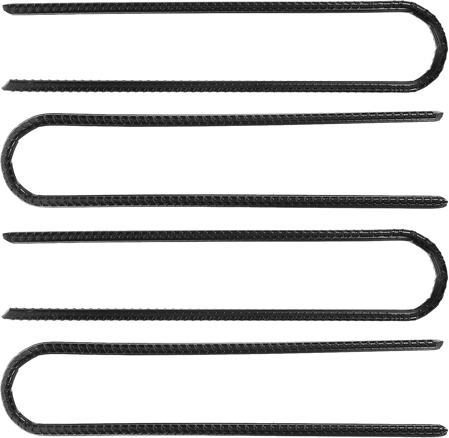 Heavy Duty Tent Stake Anchors U-Shaped Steel Landscape Ground Staples 8x300mm Black 4pcs for Camping Garden Yard Windproof Tarpaulin Fixing