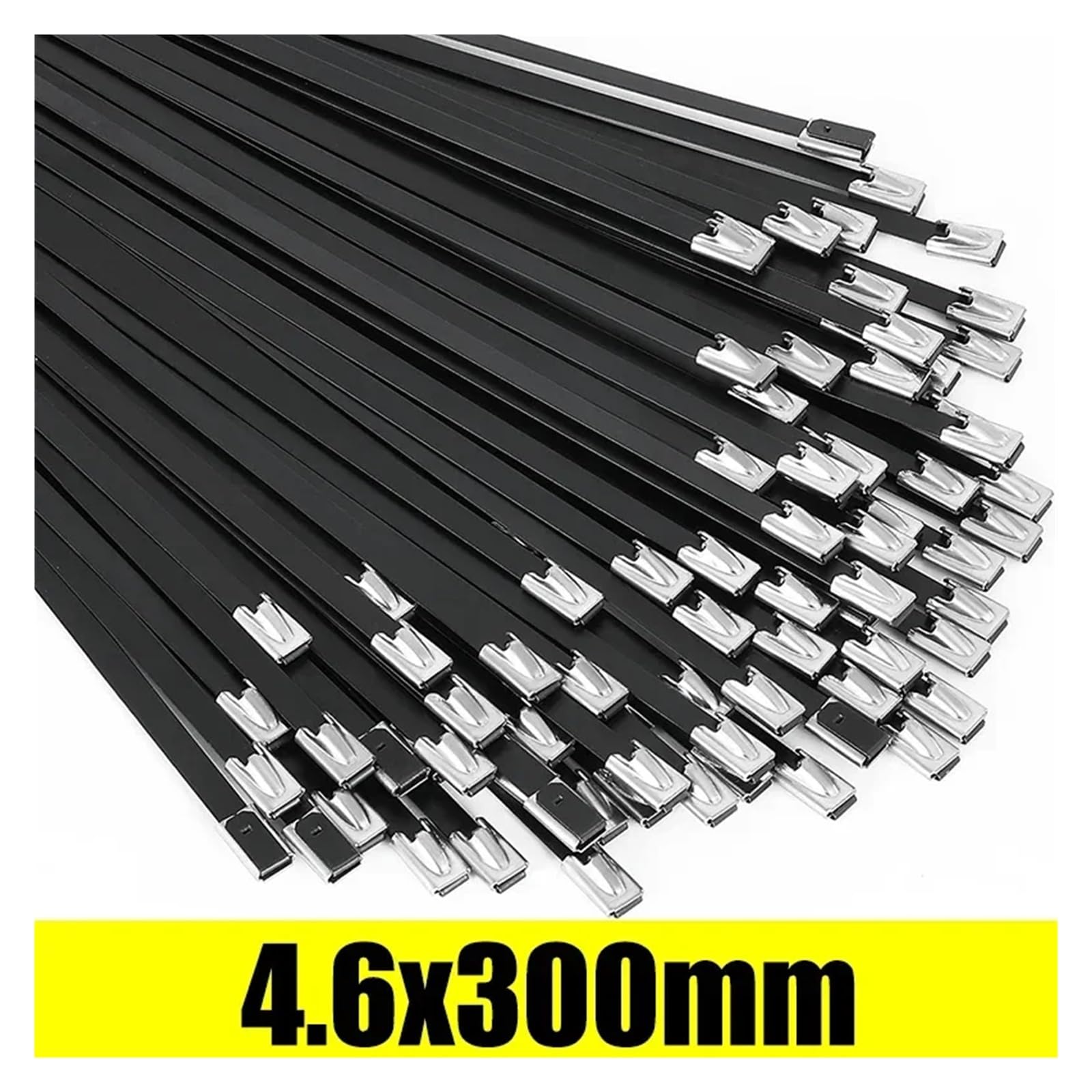 Fascette Metalliche Fascette metalliche autobloccanti Cavi regolabili in acciaio inossidabile Anelli di fissaggio for ufficio domestico 15/20/25/30 cm(4.6x300mm,100PCS)