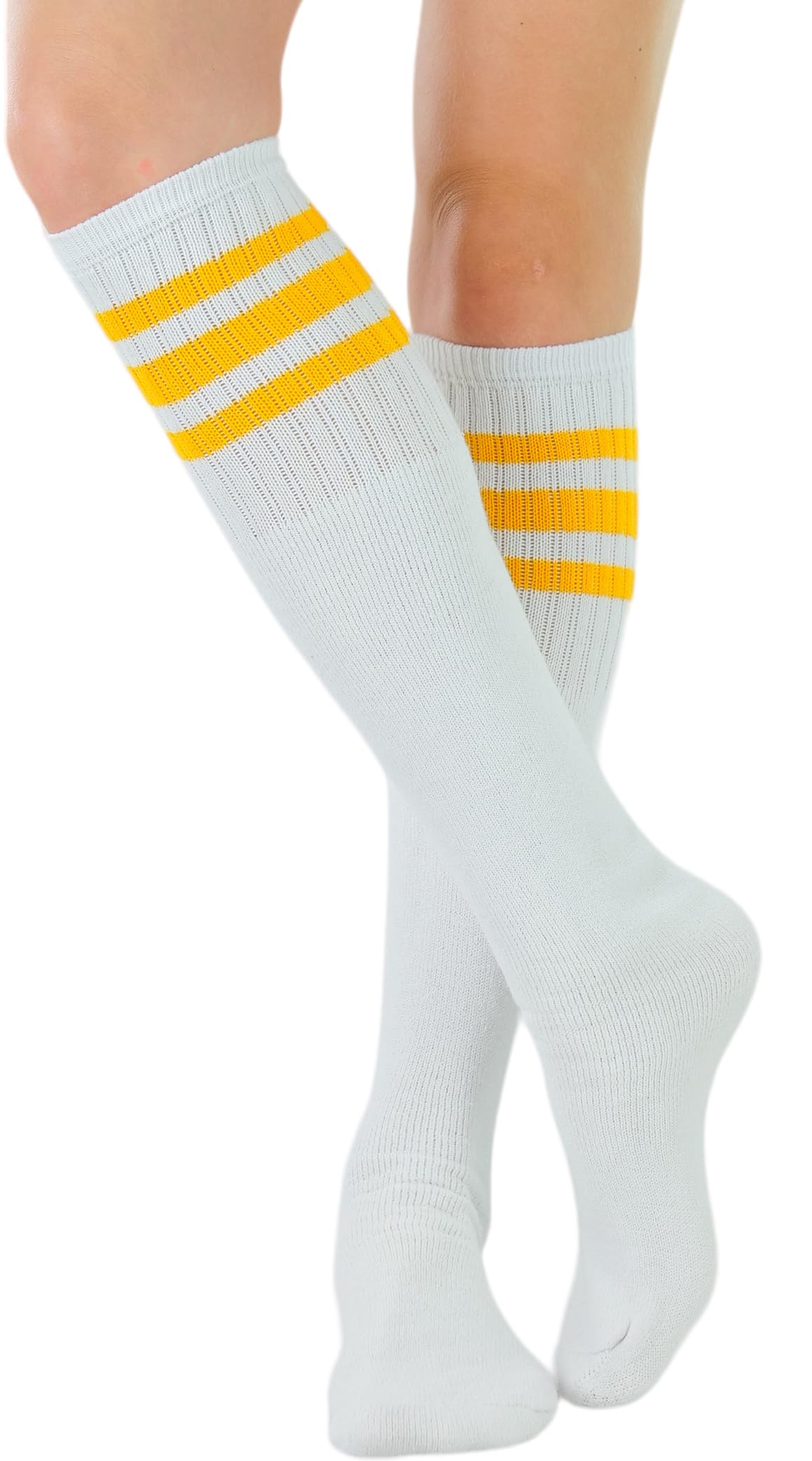 ToBeInStyle Unisex Knee High Cotton Tube Athletic Thick Socks w/Stripe Top