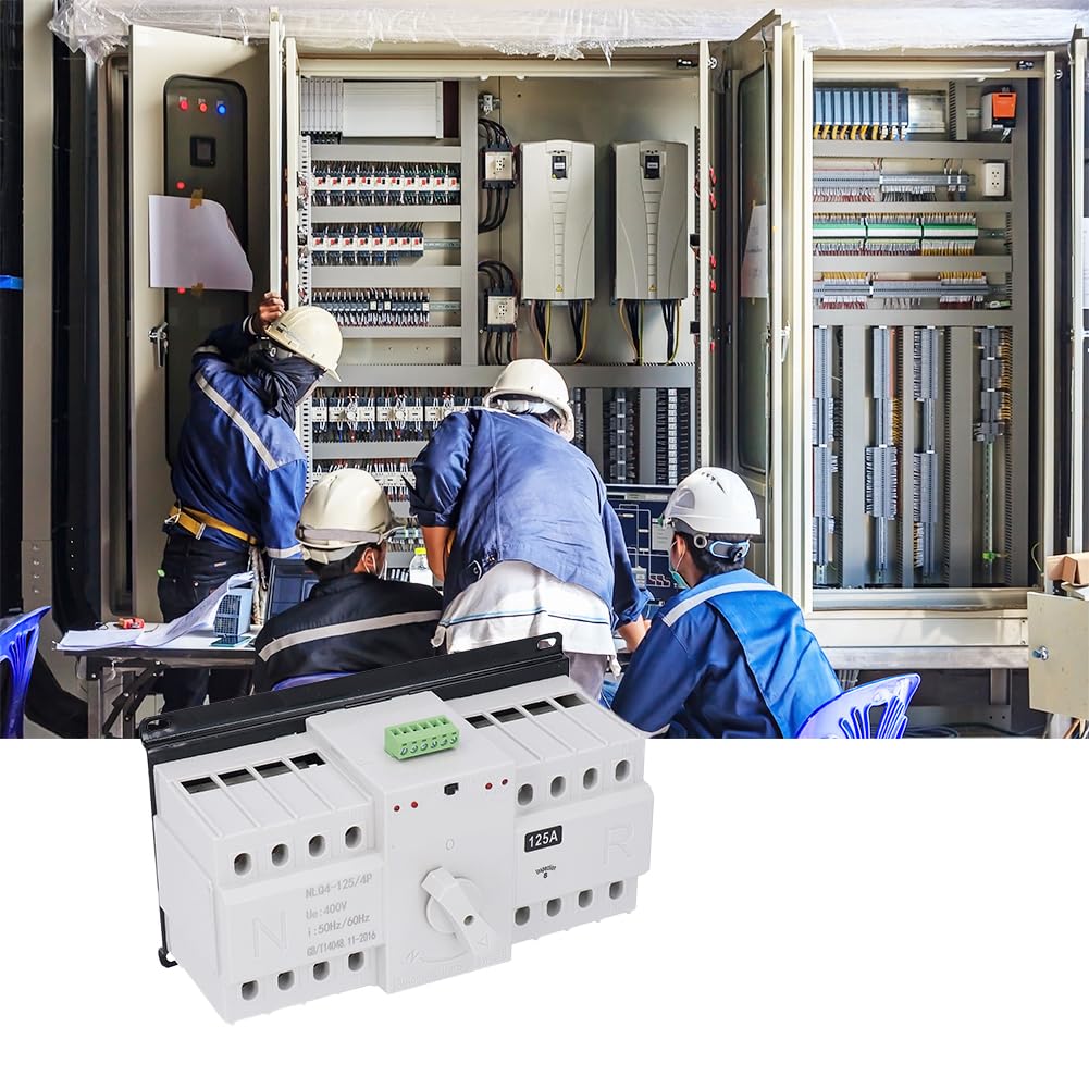 Doppio Interruttore di Trasferimento Potenza,AC 400V 4P 125A ATS CB Interuptore a Levetta Commutazione Automatico Alimentazione per Elettricità Municipale Energia Comunale UPS Invertitore Solare