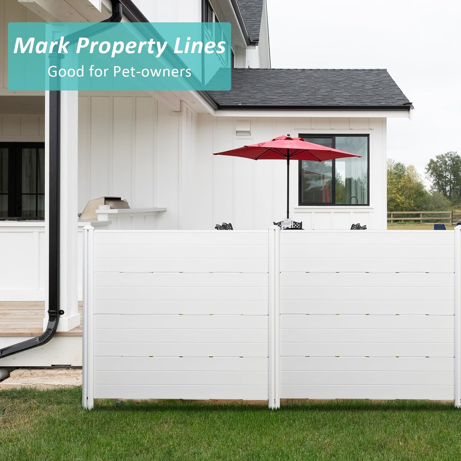 VINGLI Outdoor Privacy Screen Fence Panels, Garden Air Conditioner Fence for Outdoor Use, 2 White Panels Privacy Screen Fence, 47.2”H x 45.6” W