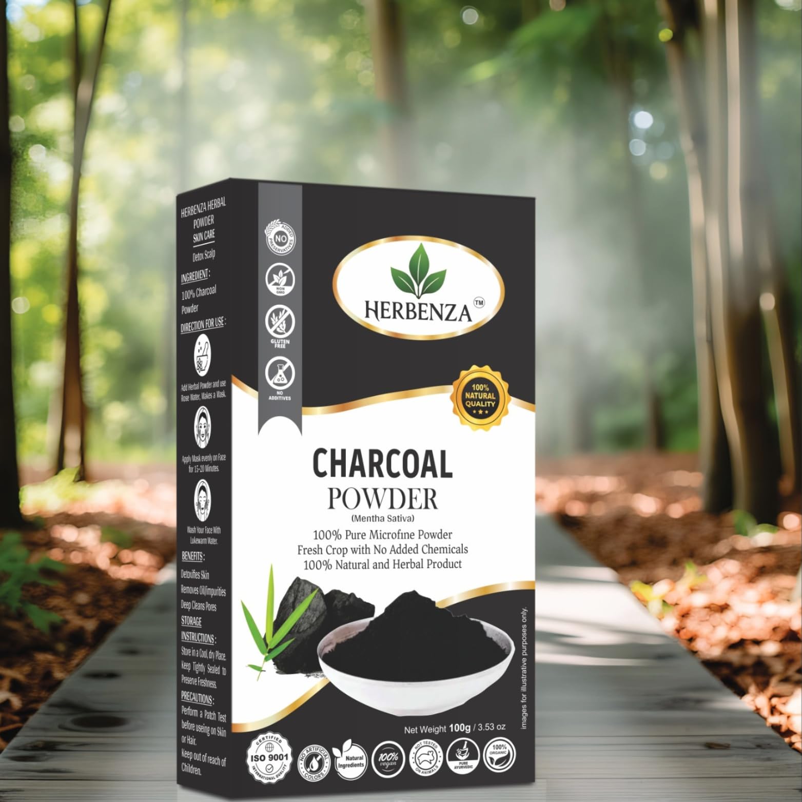 Herbenza Activated Charcoal Powder for Skin – 100% Pure & Natural – Deep Cleansing, Detoxifying, Oil Control & Acne Removal – 100g-image-29