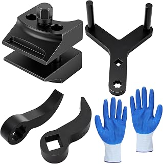 5 Pcs Suspension Tool Set Strut Spreader Control Arm CV Axle, Large | Large Lower Control Arm Prying Tool, 2 Axle Pullers, Protective Gloves Heavy Duty Steel, for FWD, Automotive Vehicles Repair