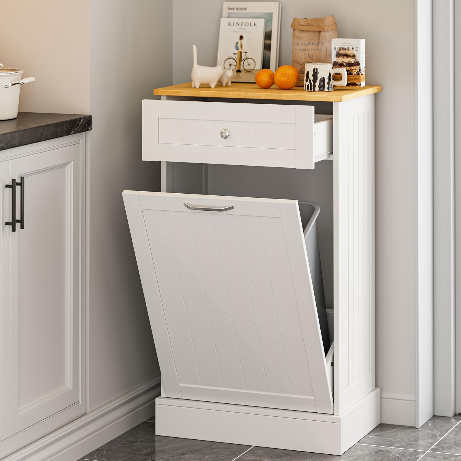 Poubelle en bois rustique armoire 13 gallons poubelle de cuisine poubelle de rec