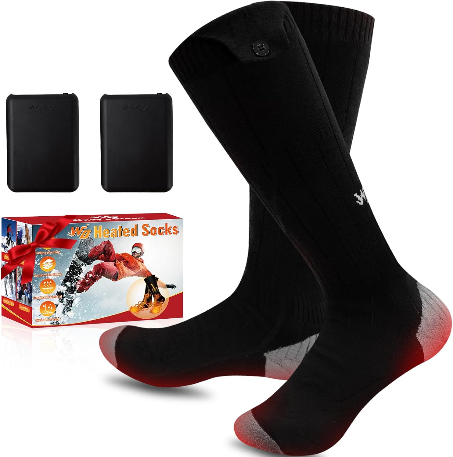 Heated Socks for Men Women, Rechargeable Electric Heated Socks, 5000mAh Washable Heated Socks
