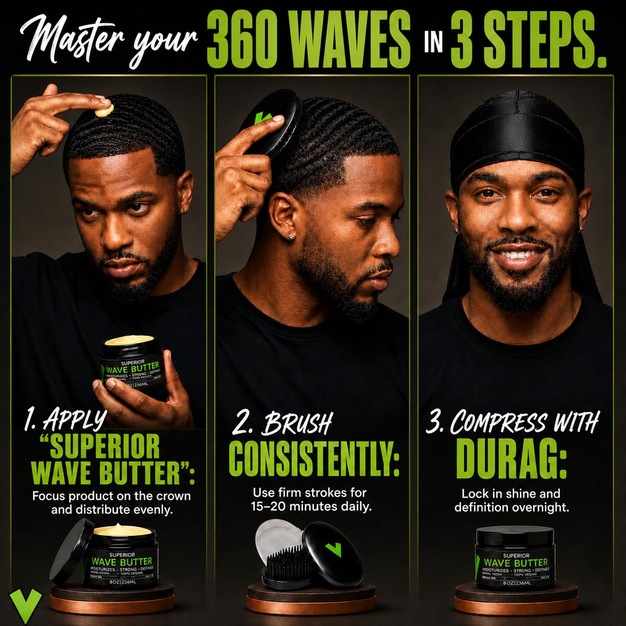 Veeta Natural Wave Grease and Shea-Tangerine Wave Butter for 360 Waves