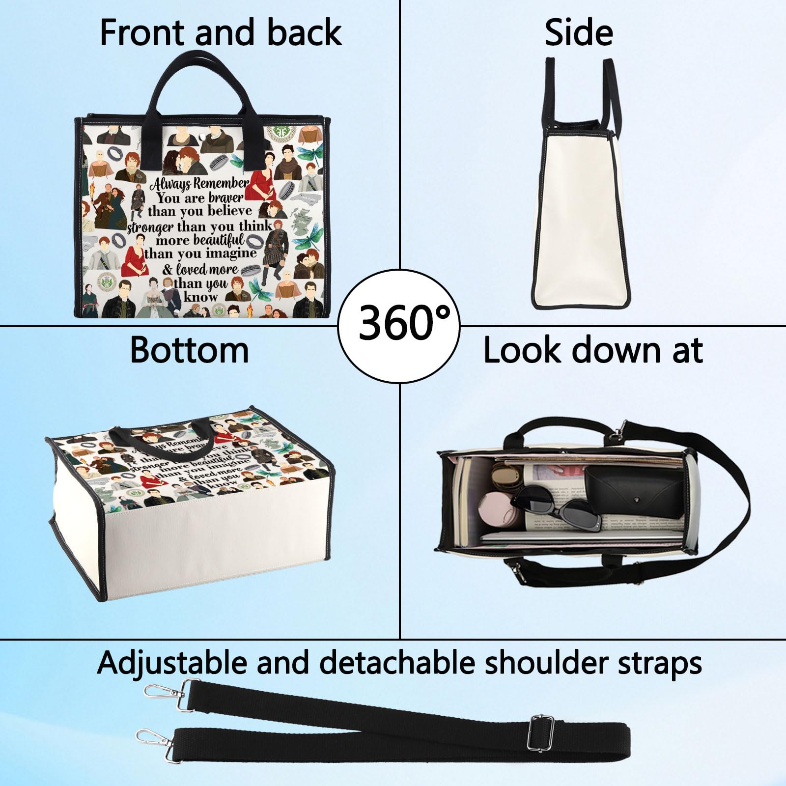 LEVLO Scotland Dragonfly Cosmetic Makeup Bag Movie Gifts You are Braver Stronger Smarter Than You Think Merch, Out-Lander LT - Image 4