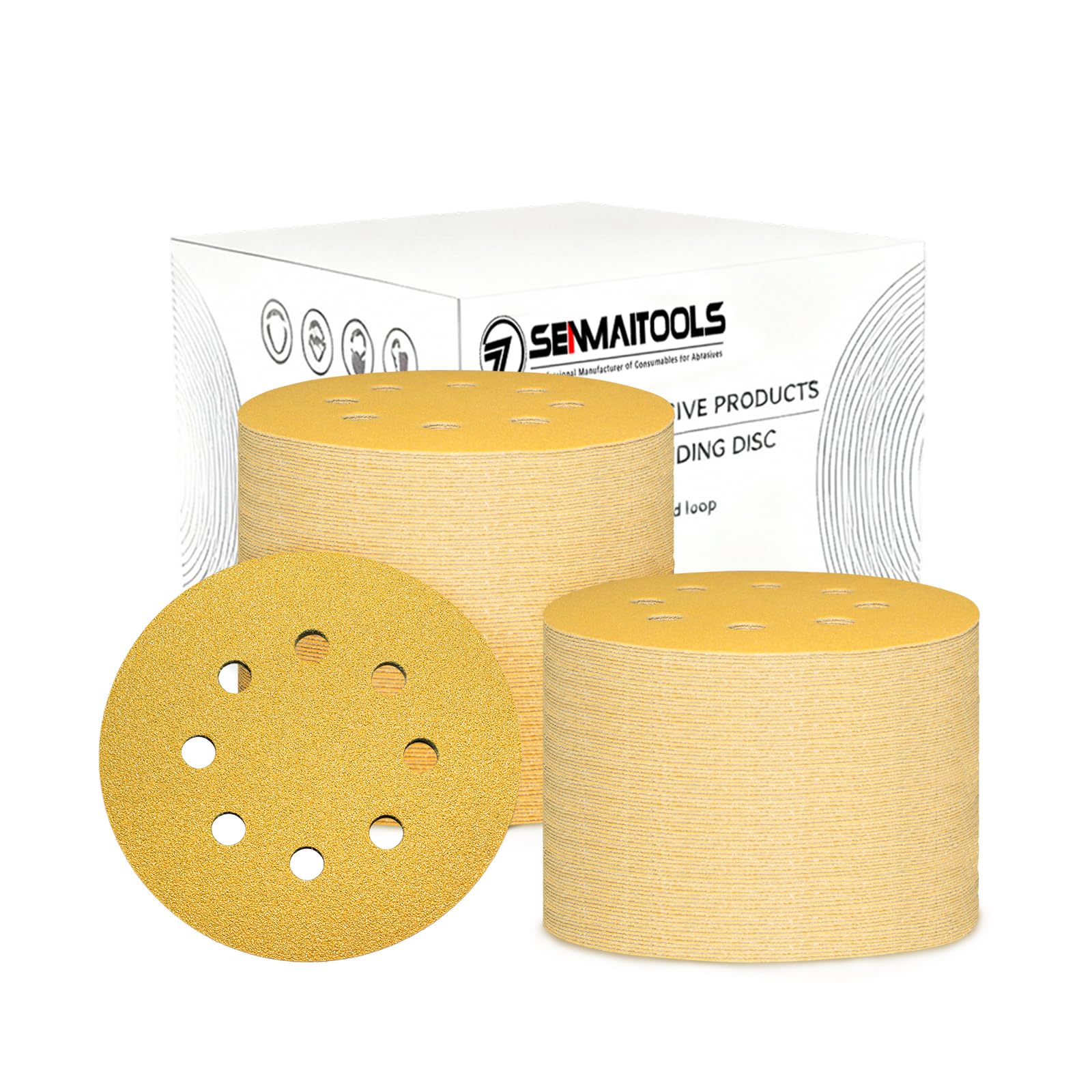 50 Pcs 125mm Sanding Discs Pads, Premium 8 Hole 40 Grit Hook and Loop Sandpaper Sheet for Random Orbital Sander