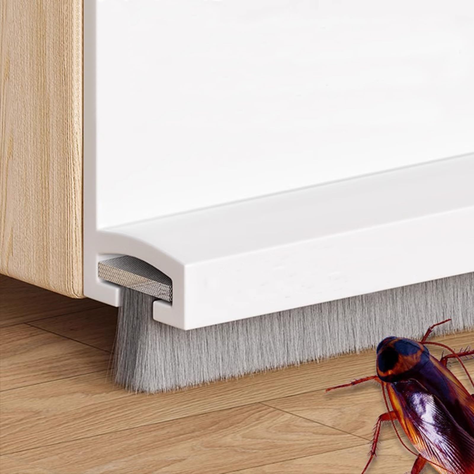 Vingspina 100cm Blanco Junta de Cepillo para Puerta, Burlete Silicona Puerta Autoadhesivo para Burlete de Puerta, Burlete Bajo Puerta, Ajustable Tira de Sellado para Antipolvo, (white)