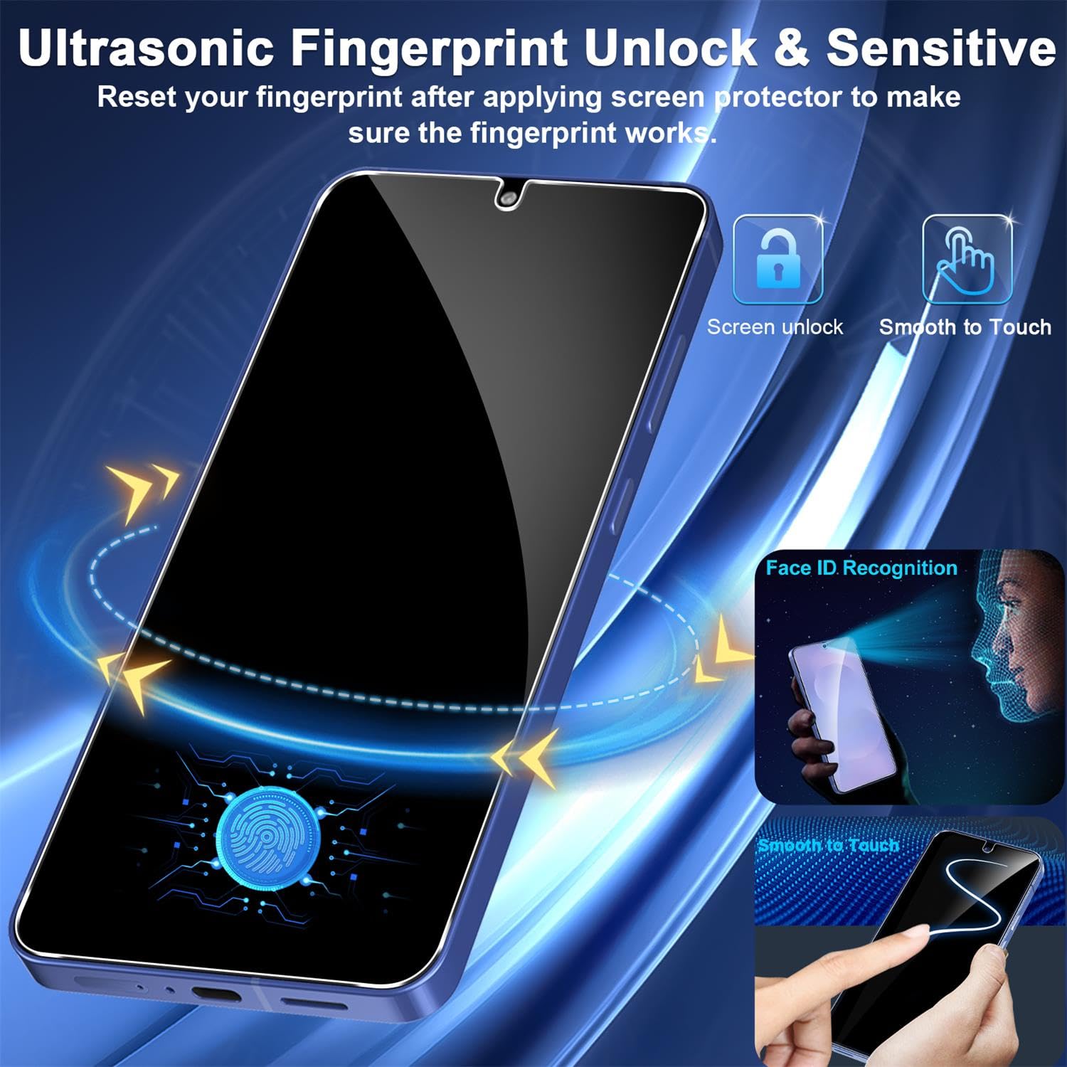 3 Pack Privacy Screen Protector for Samsung Galaxy S26 Plus Tempered Glass + 2 Pack Camera Lens Protector, True 25°Anti Spy, 9H+ Hardness, Fingerprint Unlock, Case Friendly Bubble-Free 6.7Inch