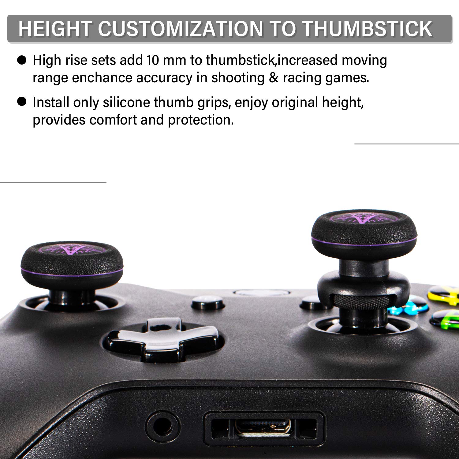 FPS Thumbstick Extender & Printing Rubber Silicone Grip Cover 2 Sets for Xbox Series X/S & Xbox One Controller (Demon Summon) — view 3