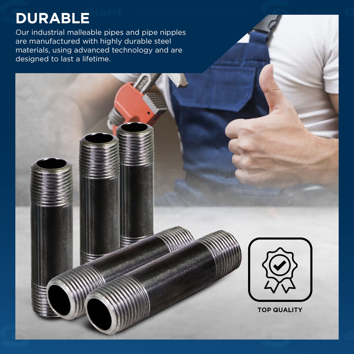 Everflow Supplies NPBL3835 3-1/2" Long Black Steel Nipple Pipe Fitting