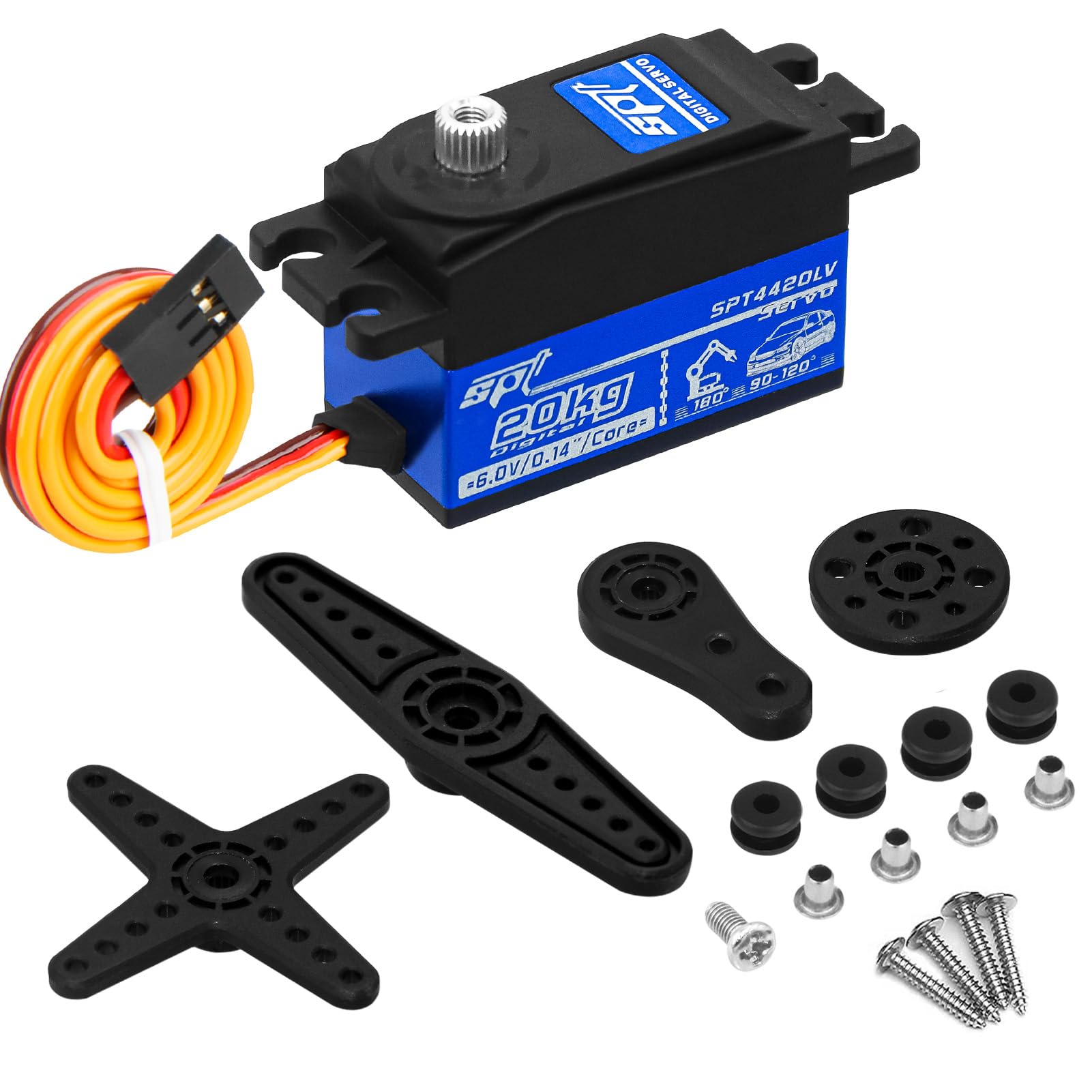 20kg RC Digital Servo Alta Coppia Full Metal Gear & Sterzo Servo Braccio per 1/10 RC Auto