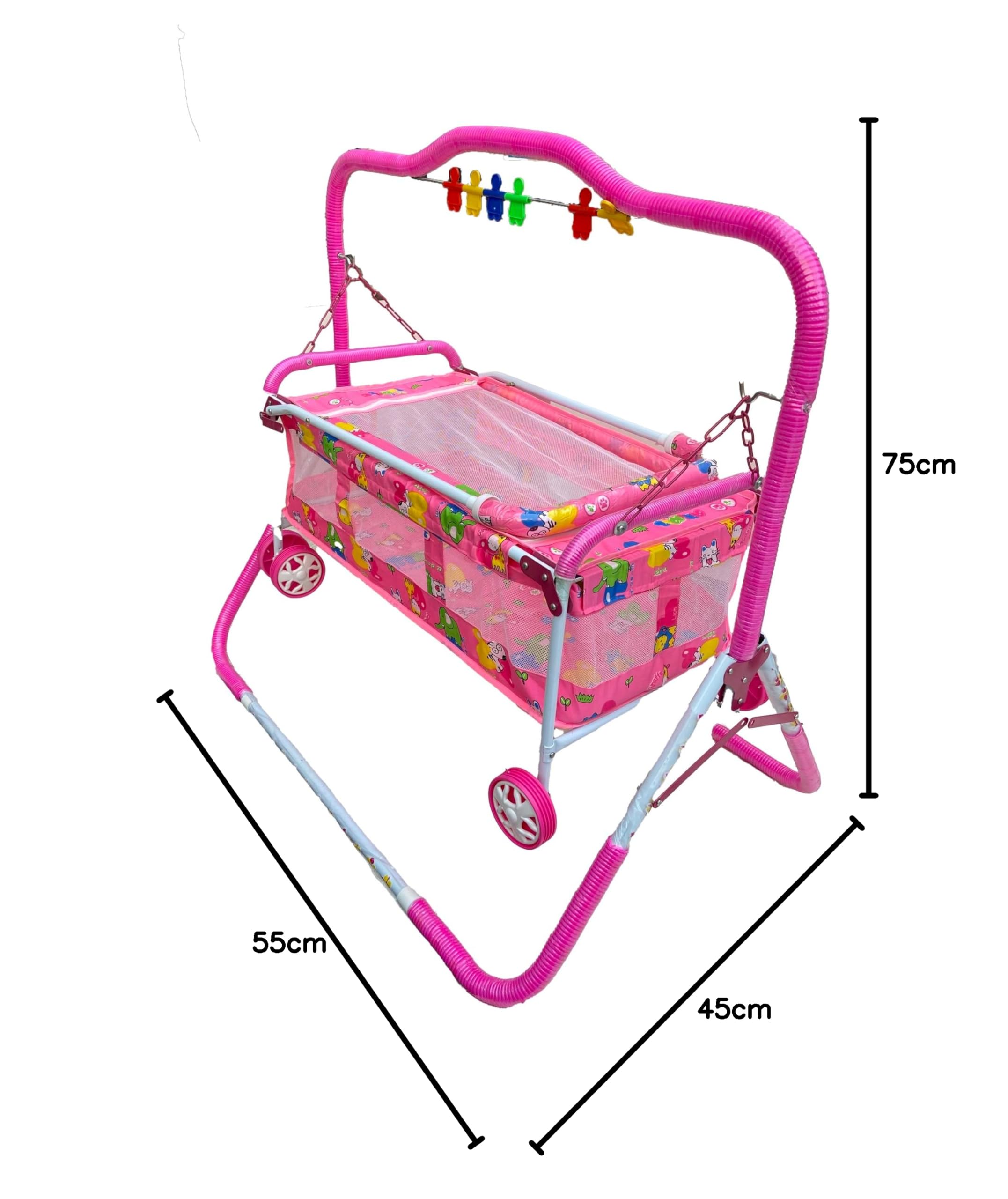ビンテージ ナーサリージャーセット ピンク ベビーナーサリー ラウンドザクロック NEST Dream Time Craddle with convertable Buggie (PINK) : Amazon.in