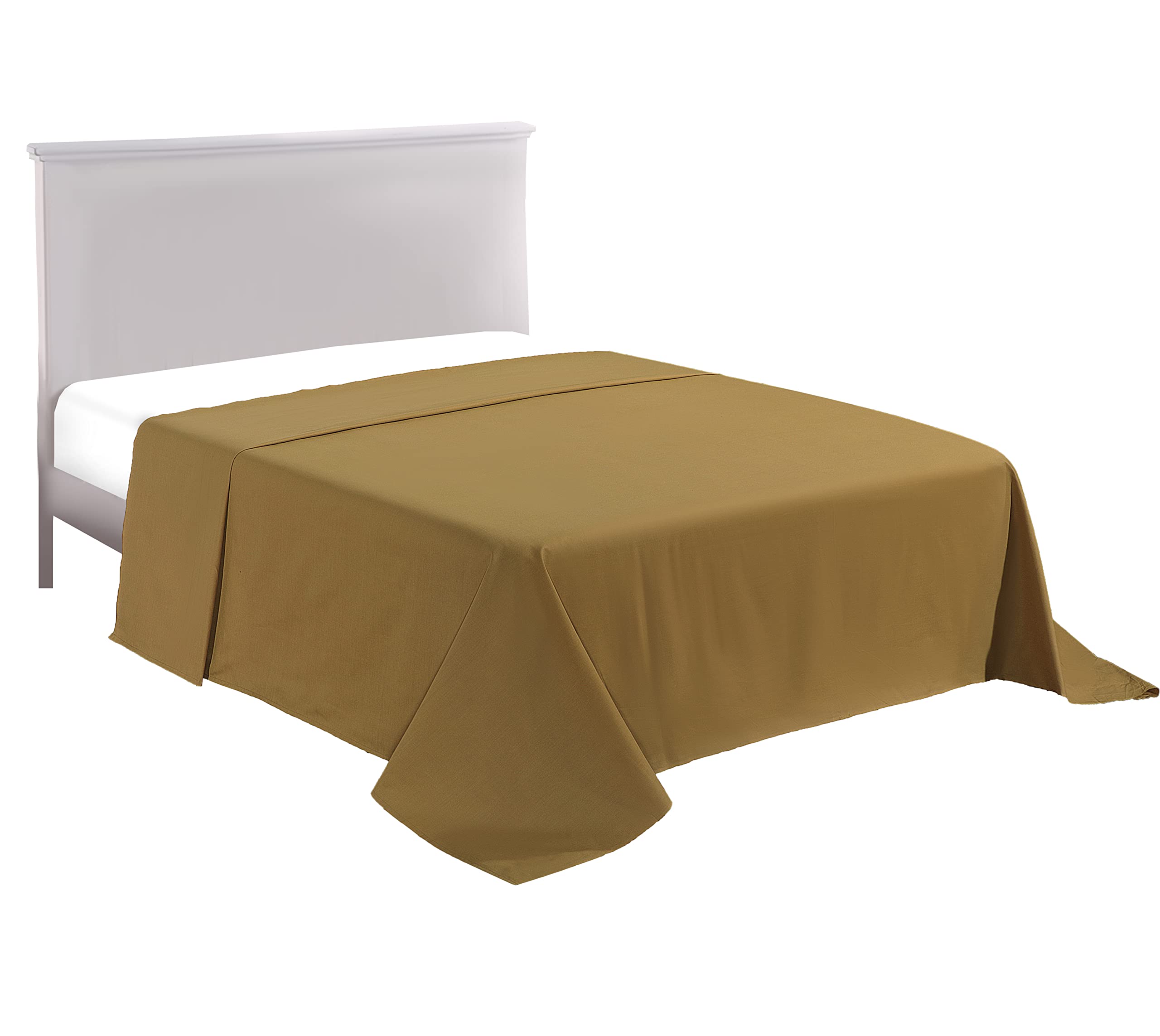 Non Iron Plain Dyed Percale Flat Sheet 180 Thread Count Polycotton (King, Natural)