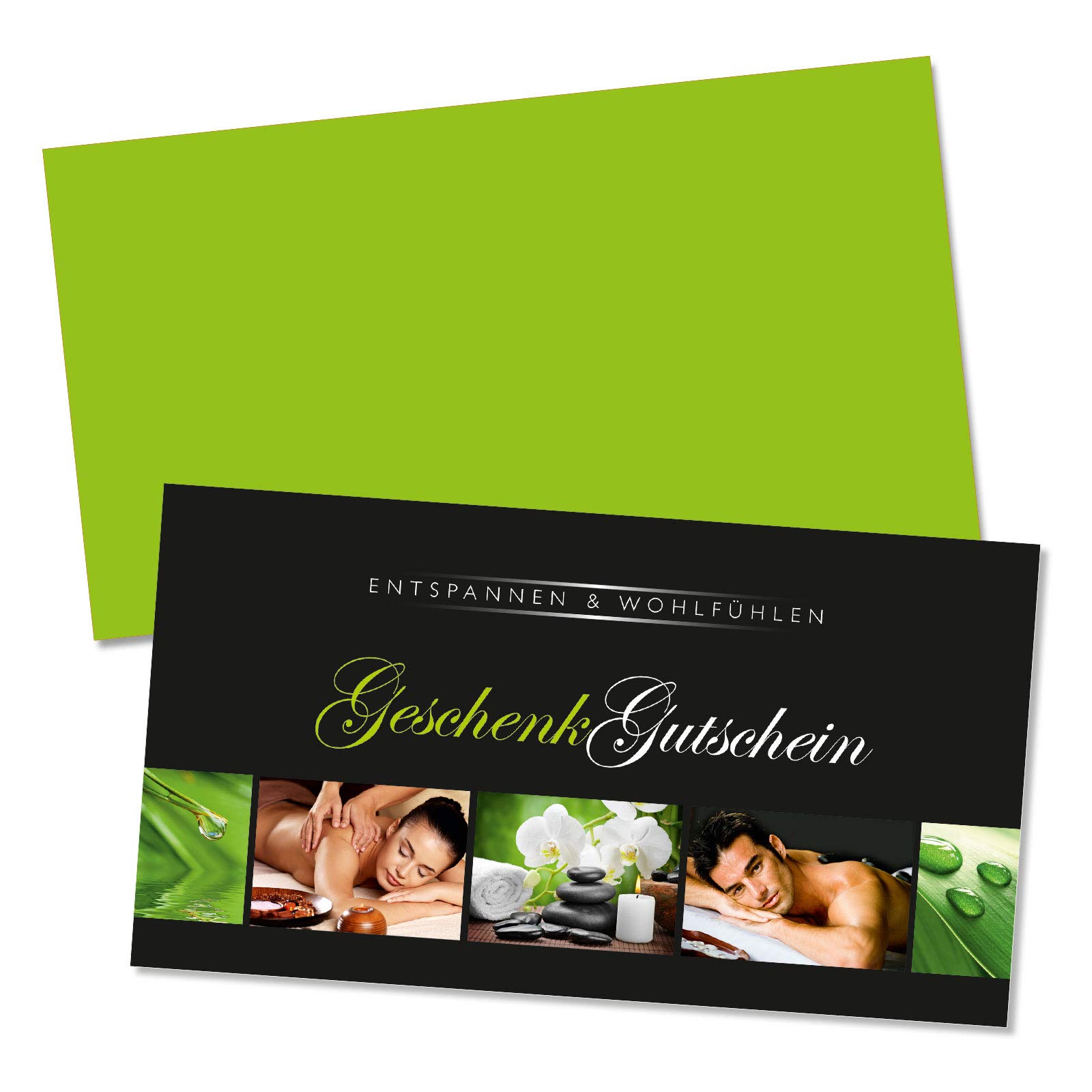 Gutschein-Set. 100x Gutschein + Kuvert. Für Kosmetikinstitut Massagepraxis Wellness Spa, blanko zum selber Ausfüllen.