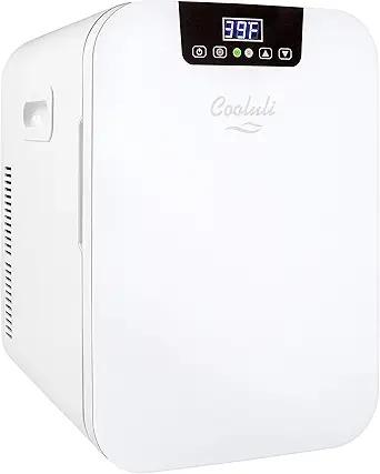 Cooluli 20 Liter Mini Fridge with Temperature Control - White Thermoelectric Cooler and Warmer for Bedroom, Office, Car, Dorm