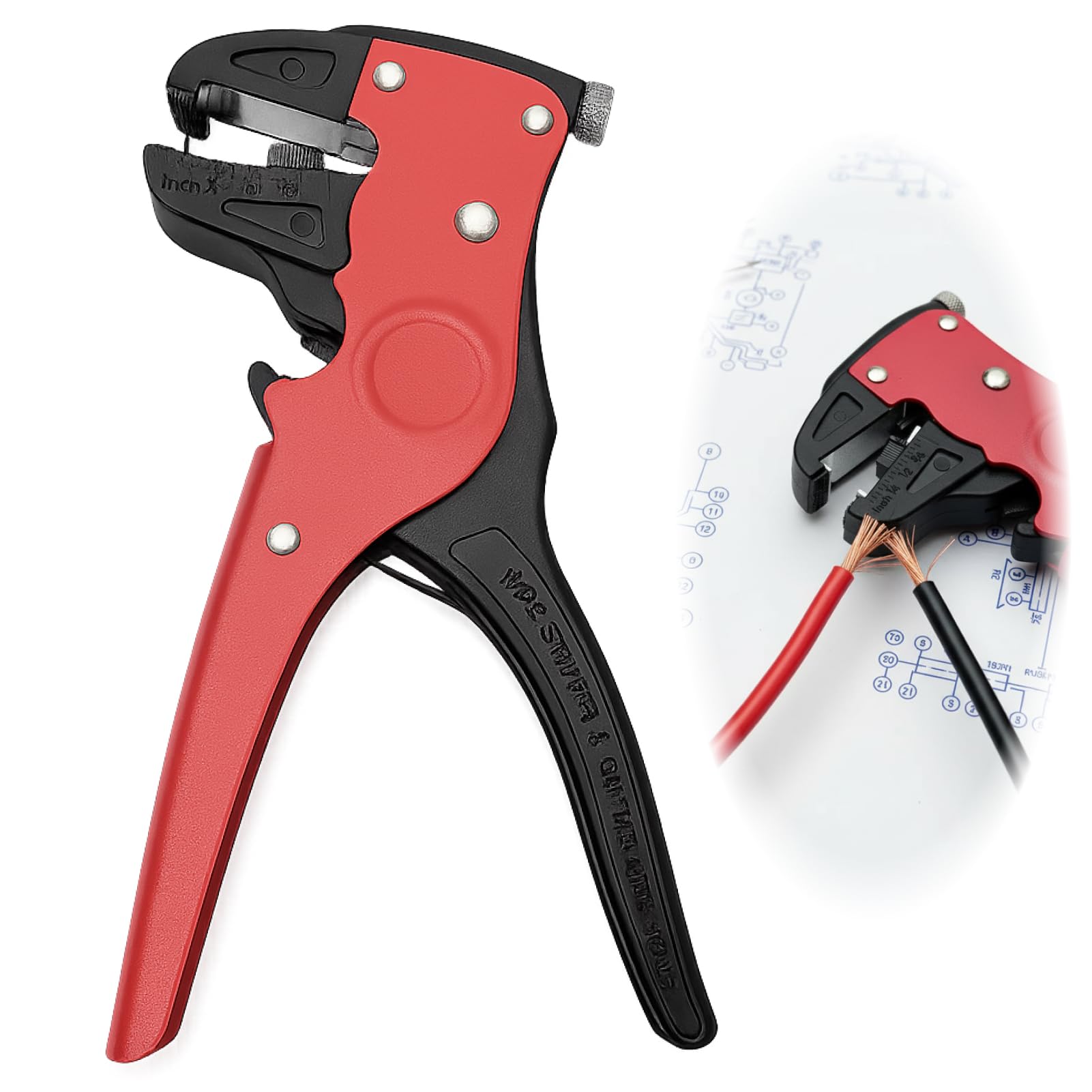 Automatic Quick Wire Stripper and Cutter, Adjustable Electrical Cable Stripping Tool for Wires, Multi-Function Electrician Tool for Precise Wire Cutting, Stripping and Crimping Applications