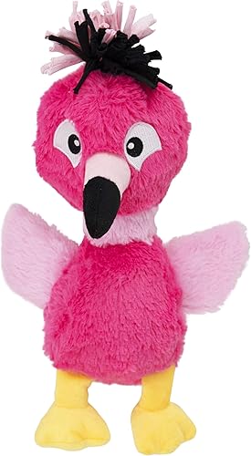 Outward Hound Braidy Budz - Juguete de flamenco rosa para perro, acogedor peluche exterior con jersey trenzado trenzado en el interior, pequeño