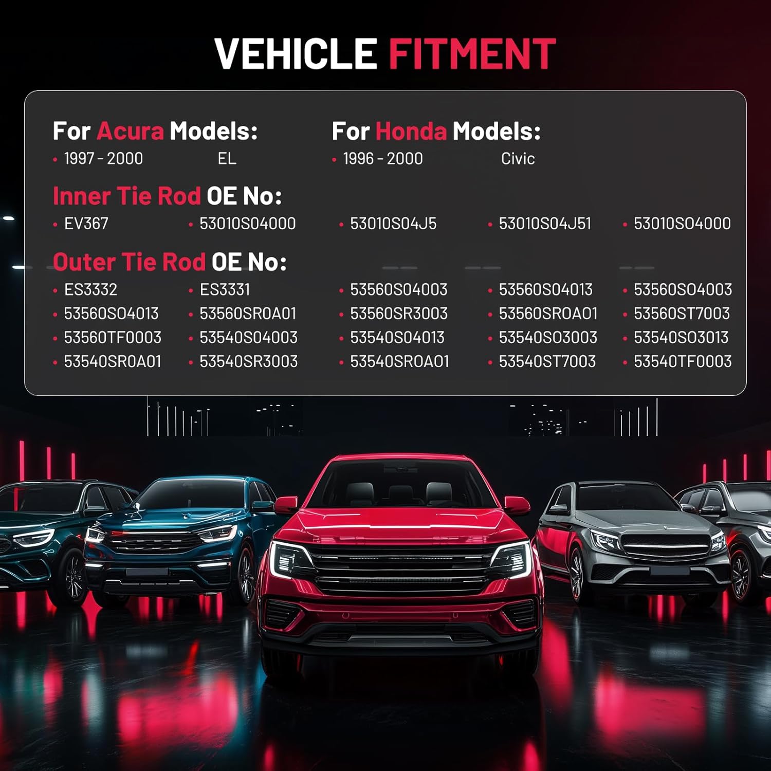 BDFHYK 6pcs Front Inner & Outer Tie Rod Ends Kit w/Tie Rod Boot Compatible with Acura EL 1997-2000,Compatible with Honda Civic 1996-2000 Replacement for EV367 ES3331 ES3332