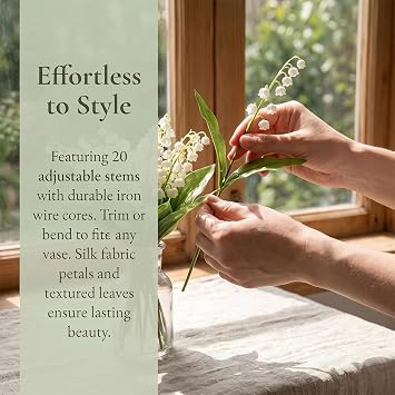 10 Pcs Artificial Flowers Of Lily Of The Valley, Artificial Flowers Vivid, Lily of The Valley Plastic Flower for Home Garden Party And Wedding Decoration