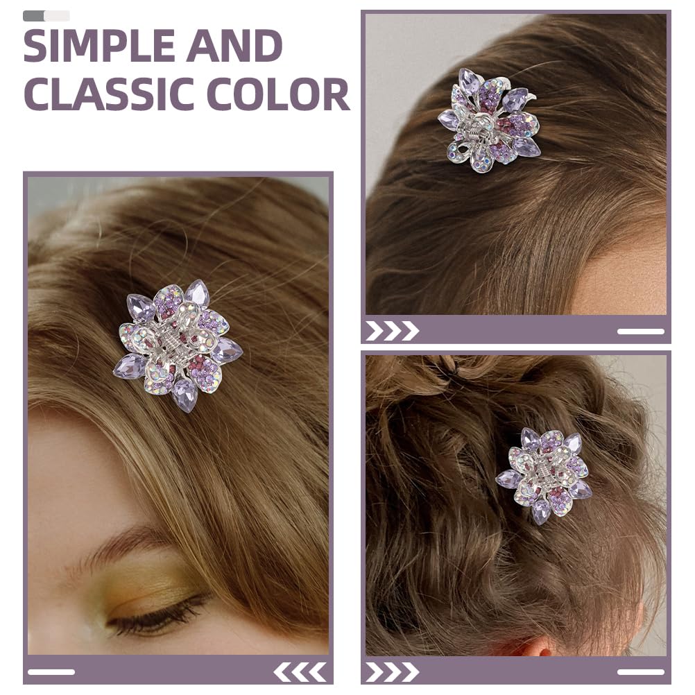 2pcs Small Hair Claw Clips Mini No-Slip Jaw Clips Rhinestone and Crystal Metal Jaw Claw Hair Clip Grip Crystals for Thick, Thin, Long or Short Hair - Image 8
