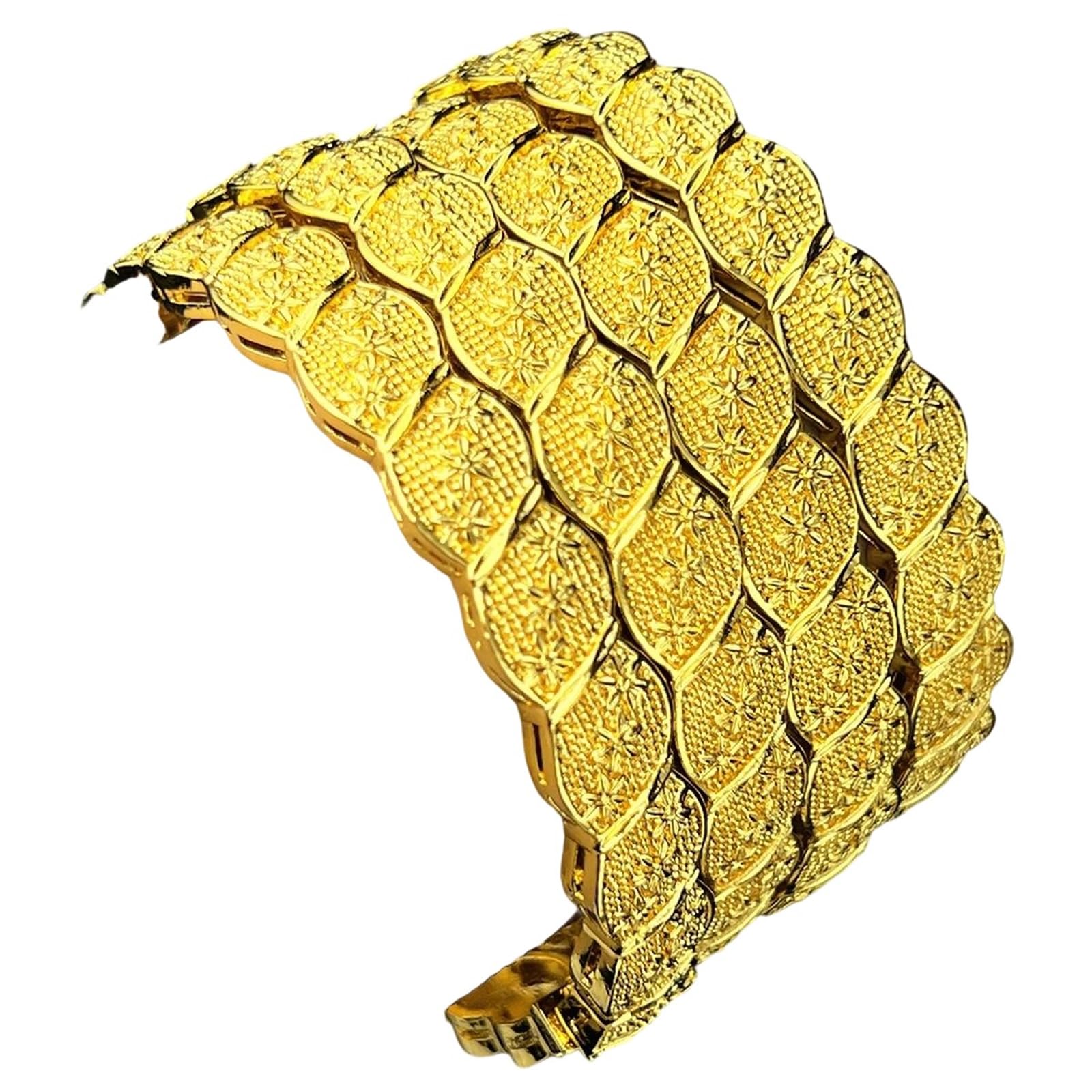 YDYDTTKD Brazalete de Color Dorado de 24K Estilo Dubái para Mujer, Pulsera Bohemia con Estampado de Flores, joyería de Boda de aleación de diseñador para Especial