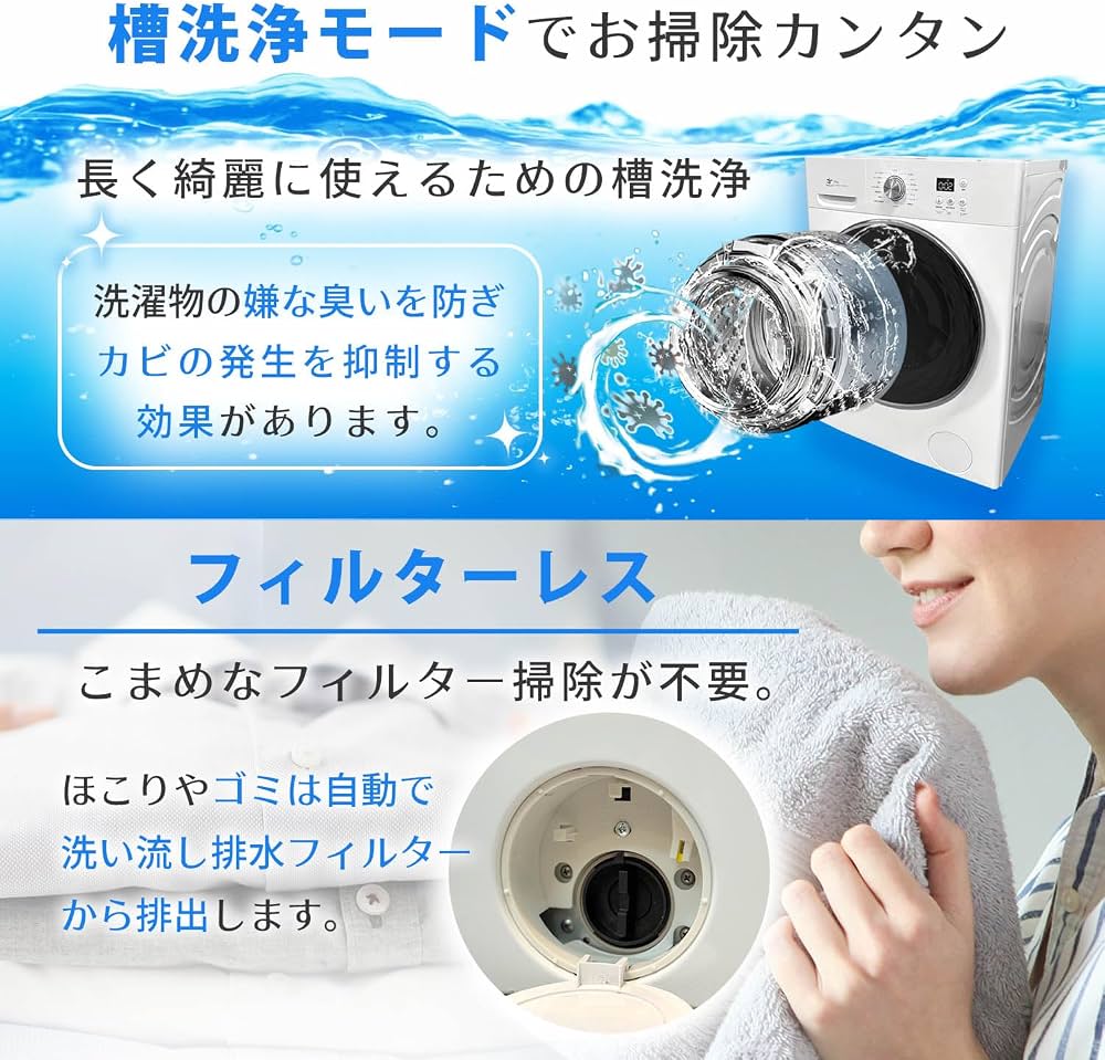 Amazon.co.jp: Yoquna ドラム式 洗濯乾燥機 洗濯8kg 乾燥5kg 幅59.8cm
