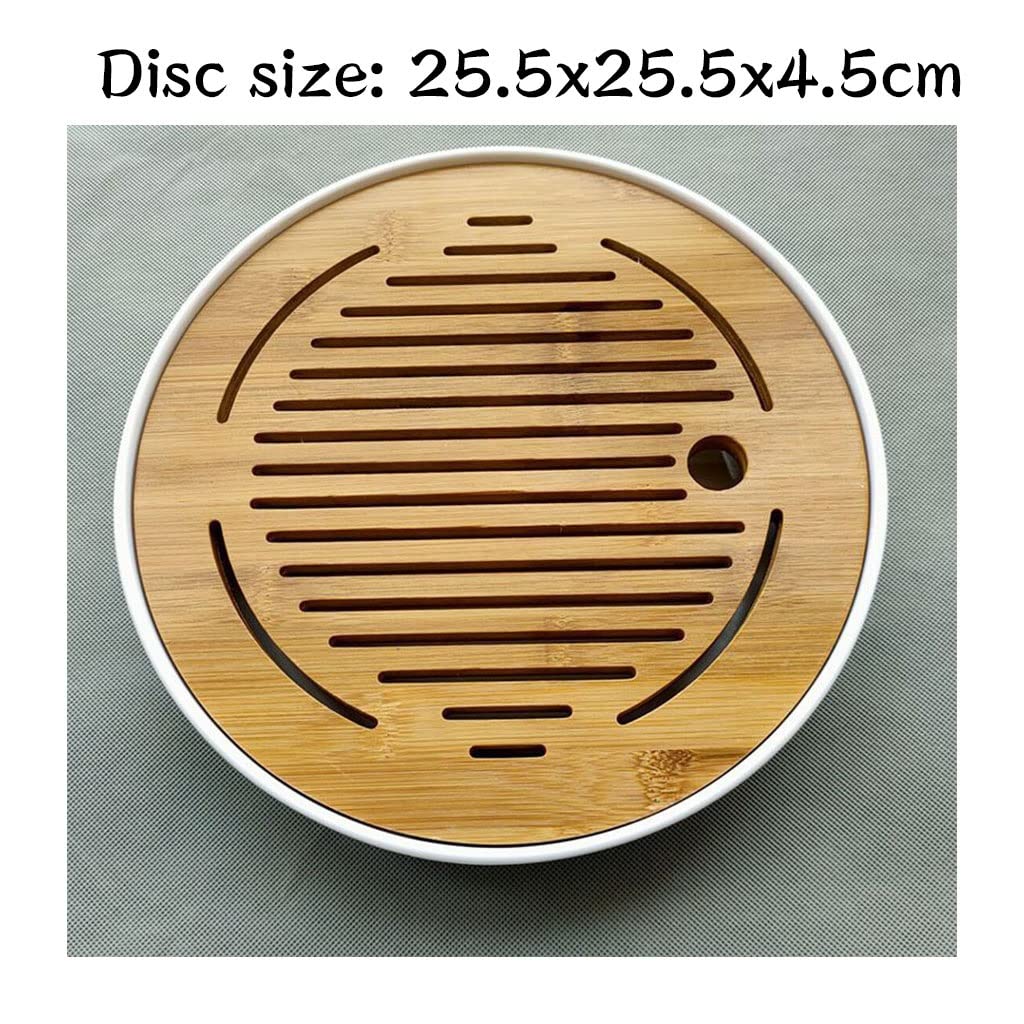 Plateau à thé Chinois Gongfu avec Stockage d'eau pour Service à thé Kungfu Chinois, Comprend 1 boîte à thé, 4 Tasses à thé et 1 Plateau à thé (Noir A)