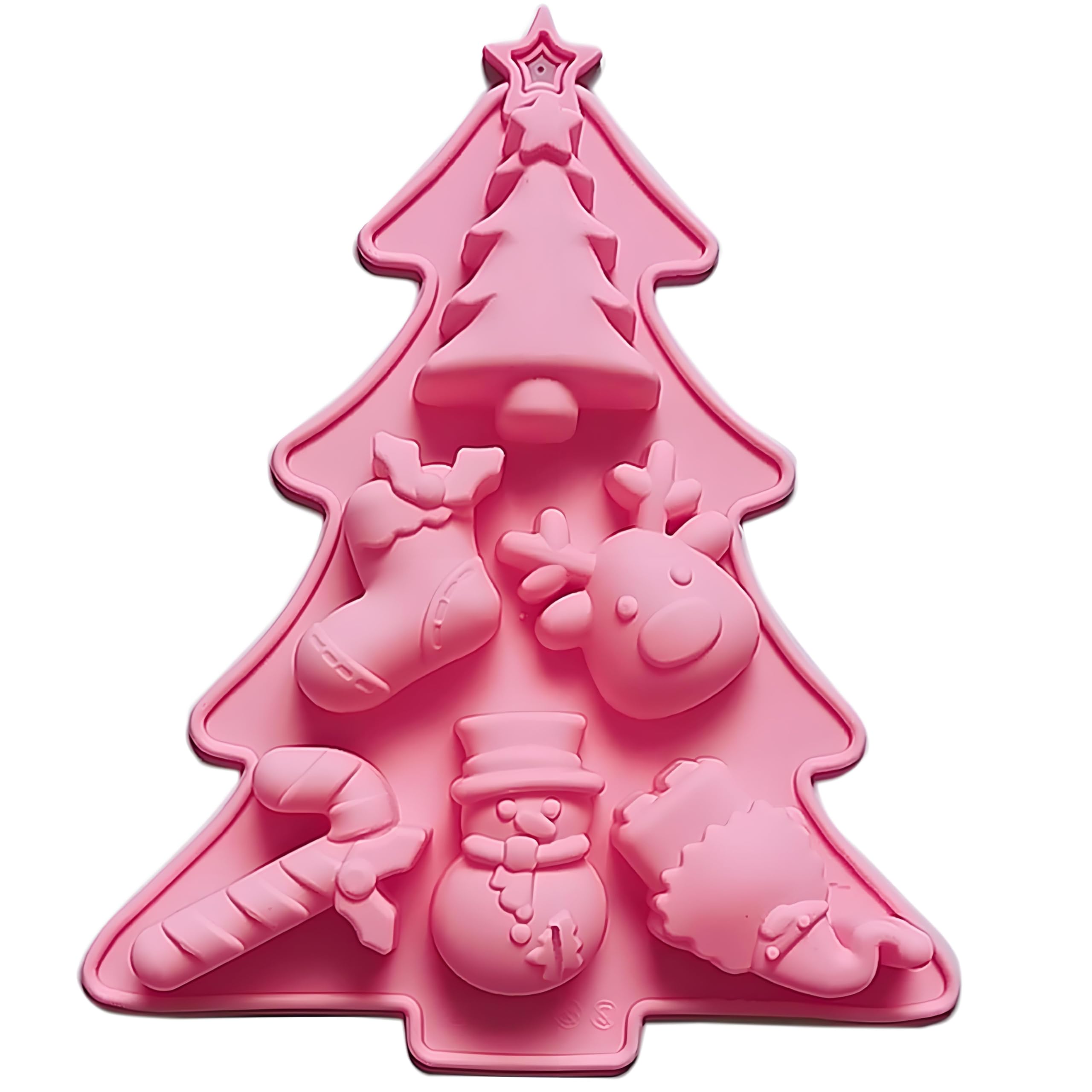 Christmas Tree Moulds Silicone, Non-Stick Silicone Mould with 6 Cavities Large Chocolate Moulds Soap Candy Cake Muffin Jelly Trays Baking Molds for Home Party Christmas Xmas Cake Decoration
