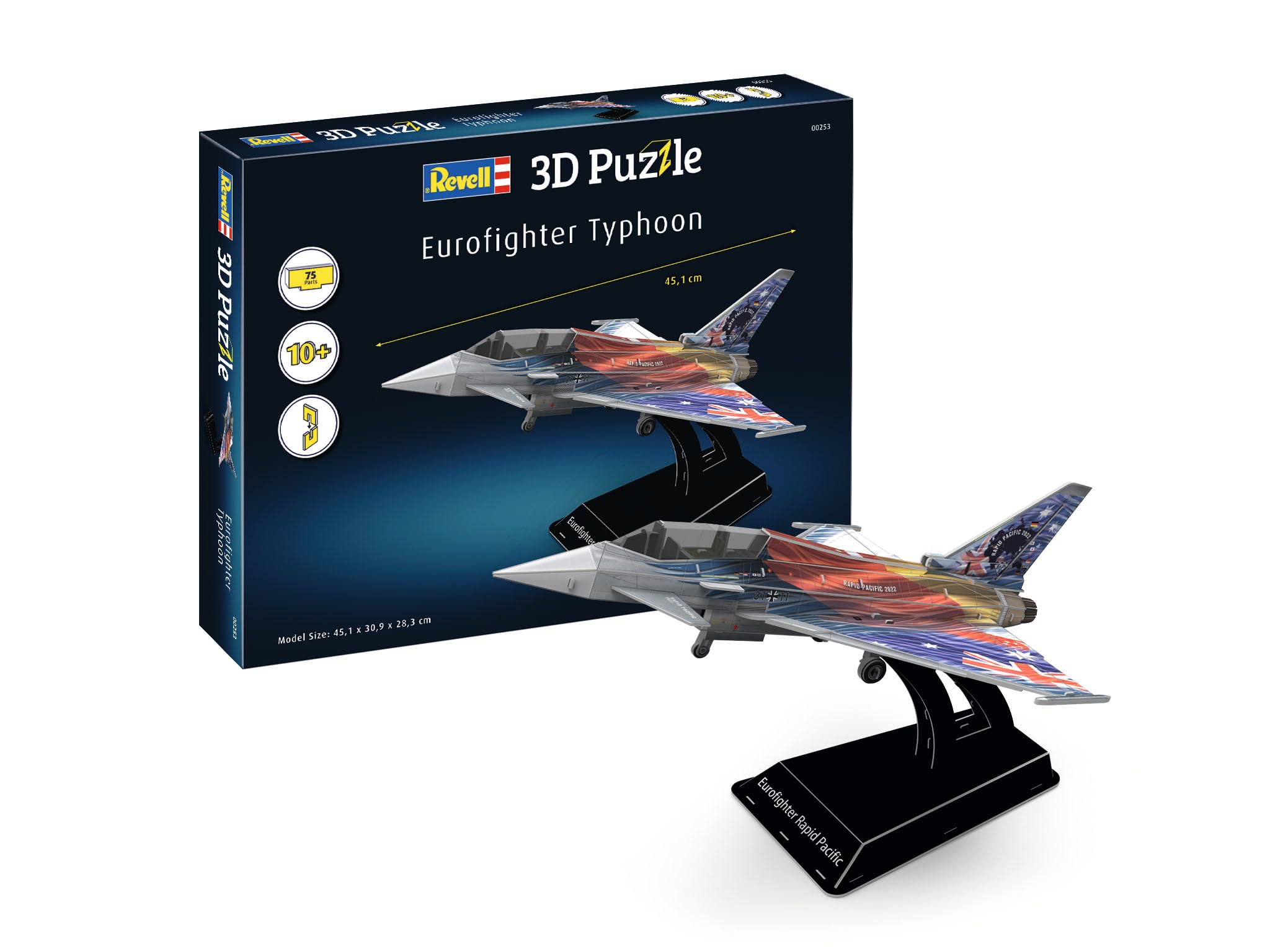 Revell 3D Puzzle 00253 Eurofighter Typhoon "Rapid Pacific", 75 Pieces, Highly Detailed, Fun & Easy To Build, 45cm in Length