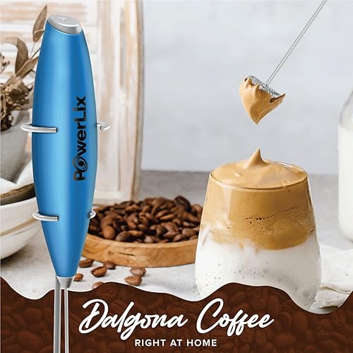 Vista 39 de PowerLix Espumador de leche de mano, funciona con pilas, batidora eléctrica para café, latte, capuchino, chocolate caliente, mini batidora duradera