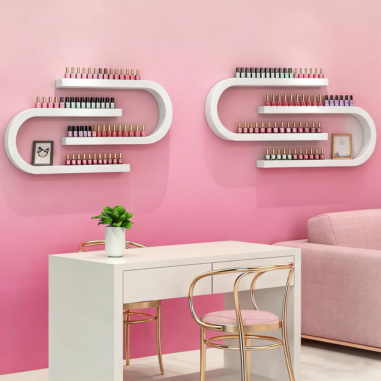 Wandmontierte Nagellackflaschenschelf-Display-Rack, U-förmige ätherische Öl-Parfümspeicherregal, Multifunktional Salon/Beauty/Nail Shop Organizer Halter