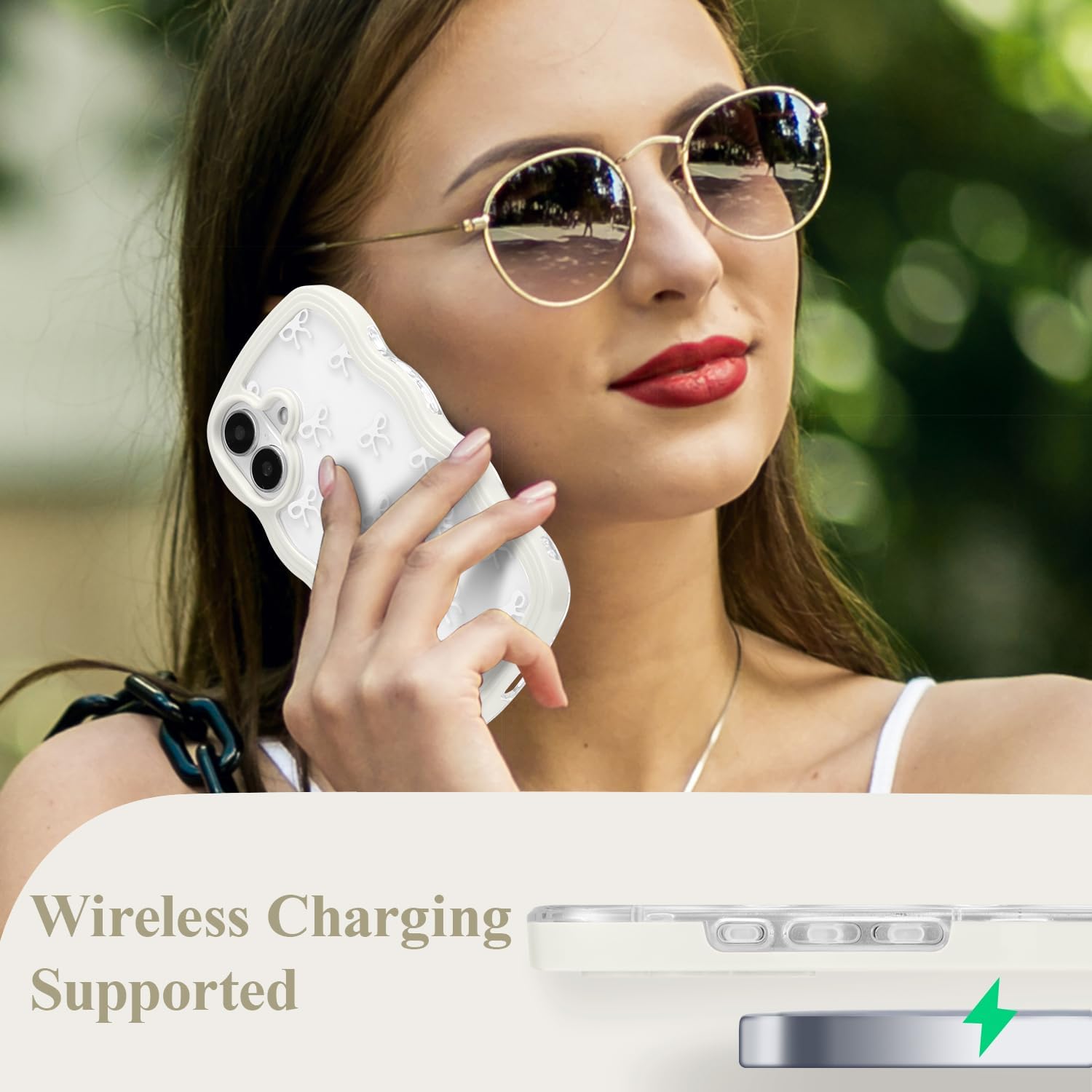QLTYPRI Bow Case for iPhone 17 Wavy Fame, White image 5