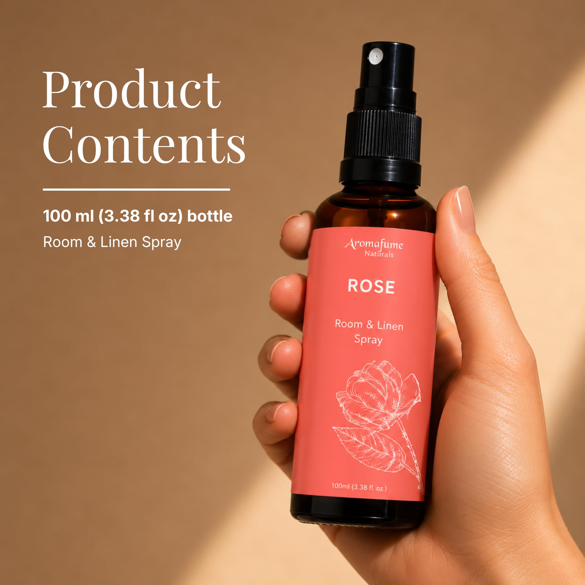 Rose Air Freshener Spray for Room, Linen & Pillow 100ml by Aromafume view 3