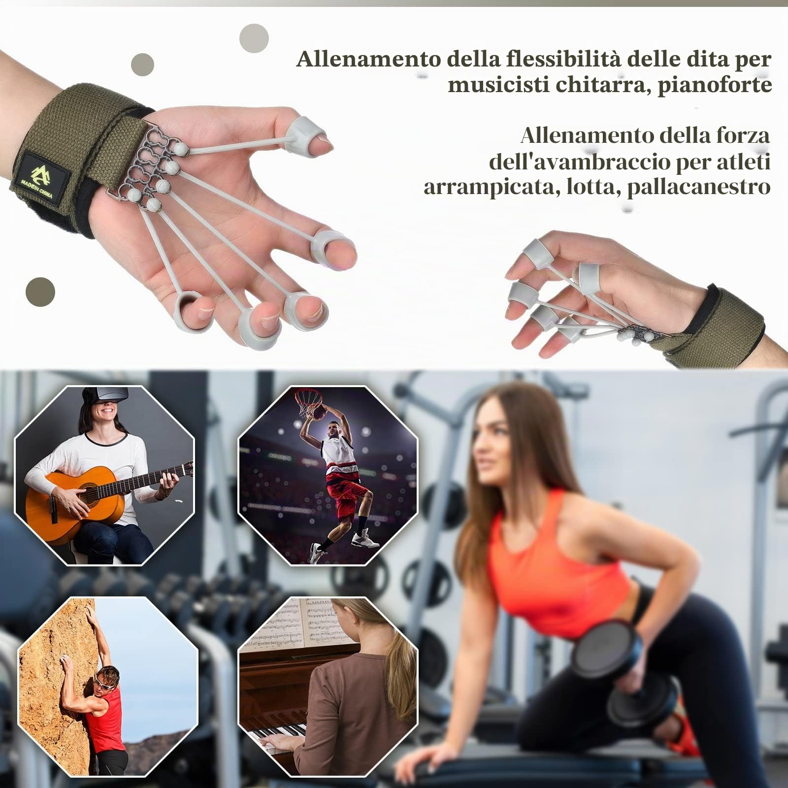 zalati Finger Strengtheners Finger Exerciser Resistance Band Stretcher per allenamento della forza, allenamento di estensione della flessione delle dita, nero, 9,1 kg