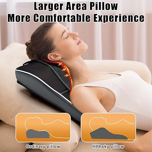 Miniatura 2 de Shiatsu Masajeador de cuello y espalda con calor, masajeador de cuello para aliviar el dolor de tejido profundo, almohada de masaje de amasamiento
