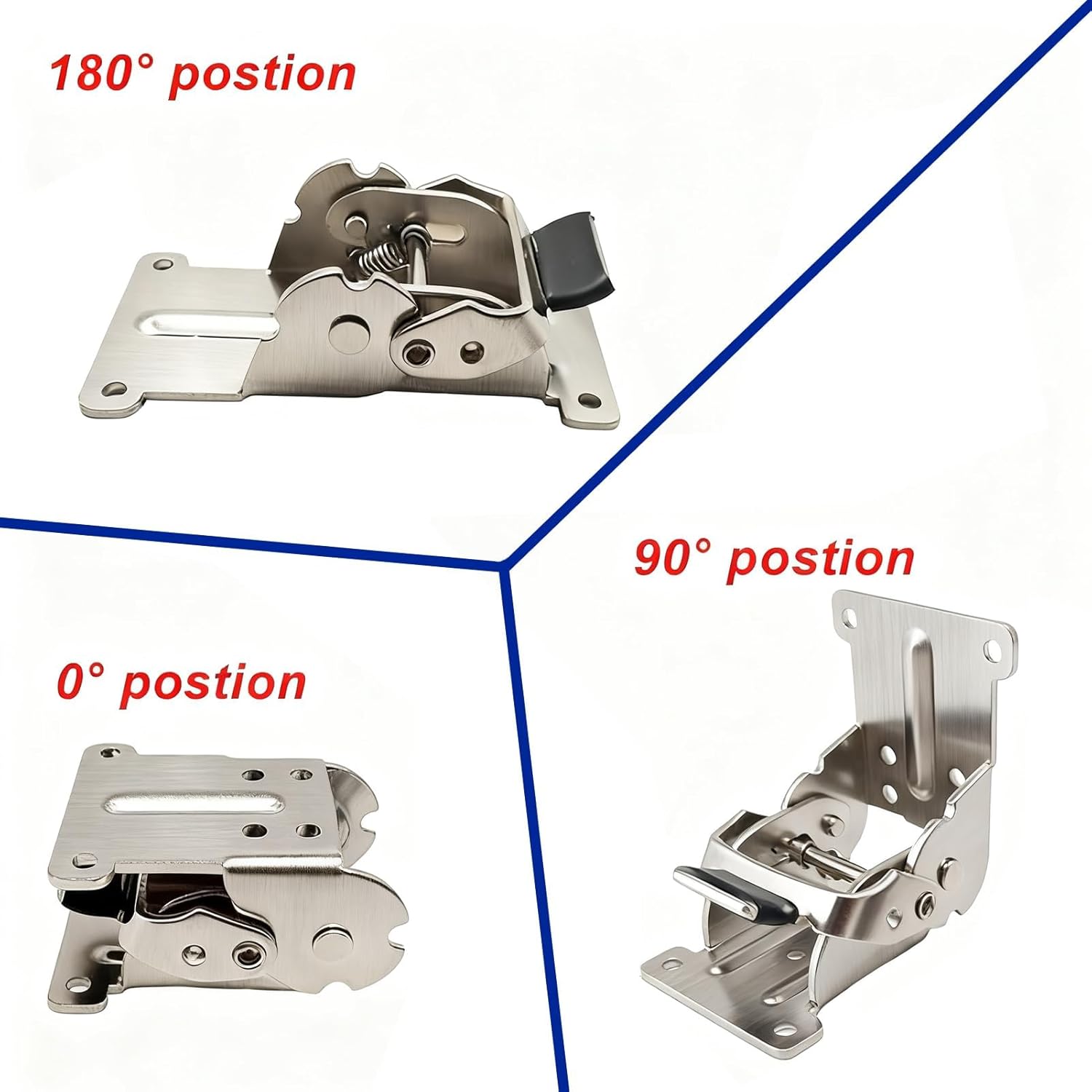 2 Pack Folding Brakcets with Screws, 0°-90°-180° Locking Hinge，Heavy Duty Extension Support Bracket ，Self Locking Hinges for Table Legs Furniture