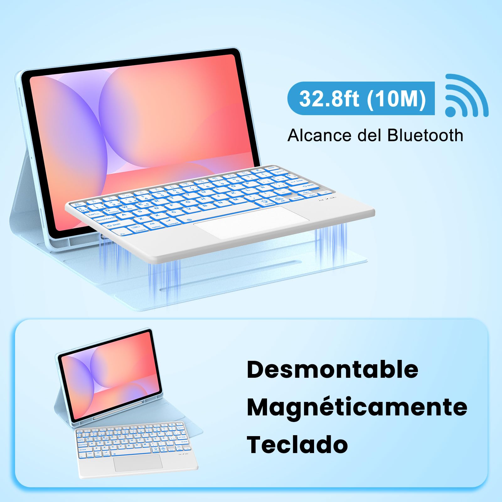Funda Teclado para Samsung Galaxy Tab S10 lite/S10 FE/S9 FE 10,9''/S9 11''