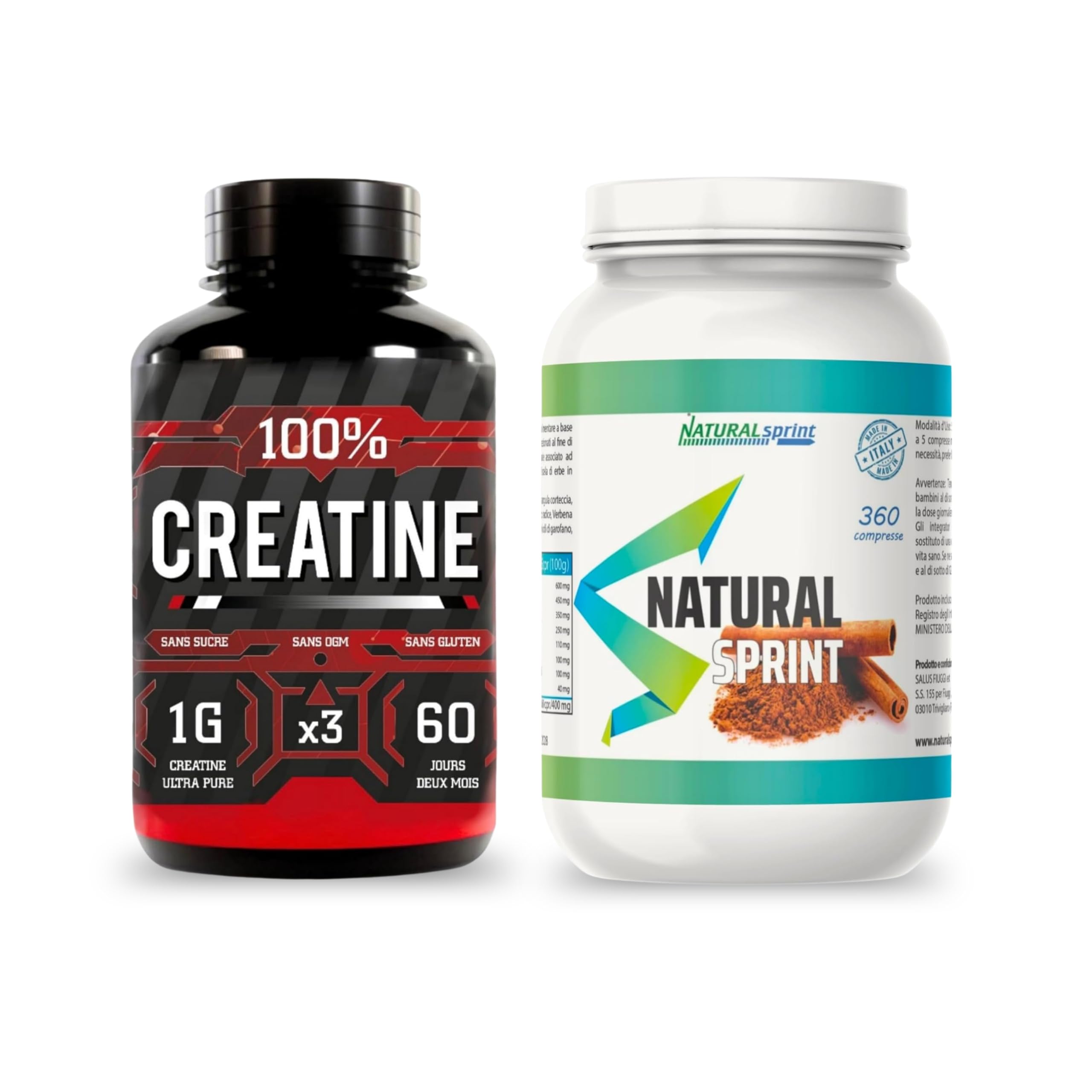 Créatine 180 Comprimés + Laxatif 360 Comprimés – Complément pour performance musculaire, énergie avant et après l’entraînement et confort intestinal