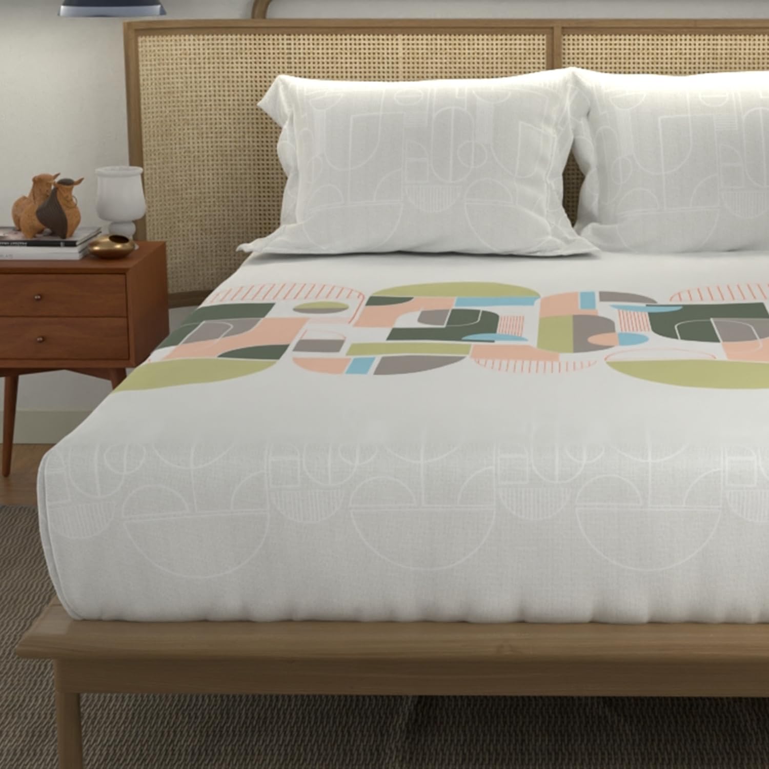 Urban Space 144 TC Divine 100% Cotton Bedsheet for Double Bed with 2 Pillow Covers, Double Bedsheet (Size 90 x 100 inches, Binary Green)