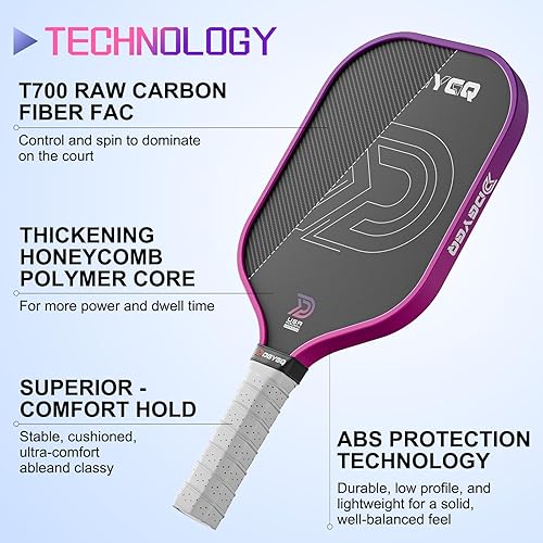 Miniatura 2 de Pickleball Paddles, Carbon Fiber Pickleball Paddle with Polypropylene Honeycomb Core, Increased Power for Ultimate Spin & Consistency