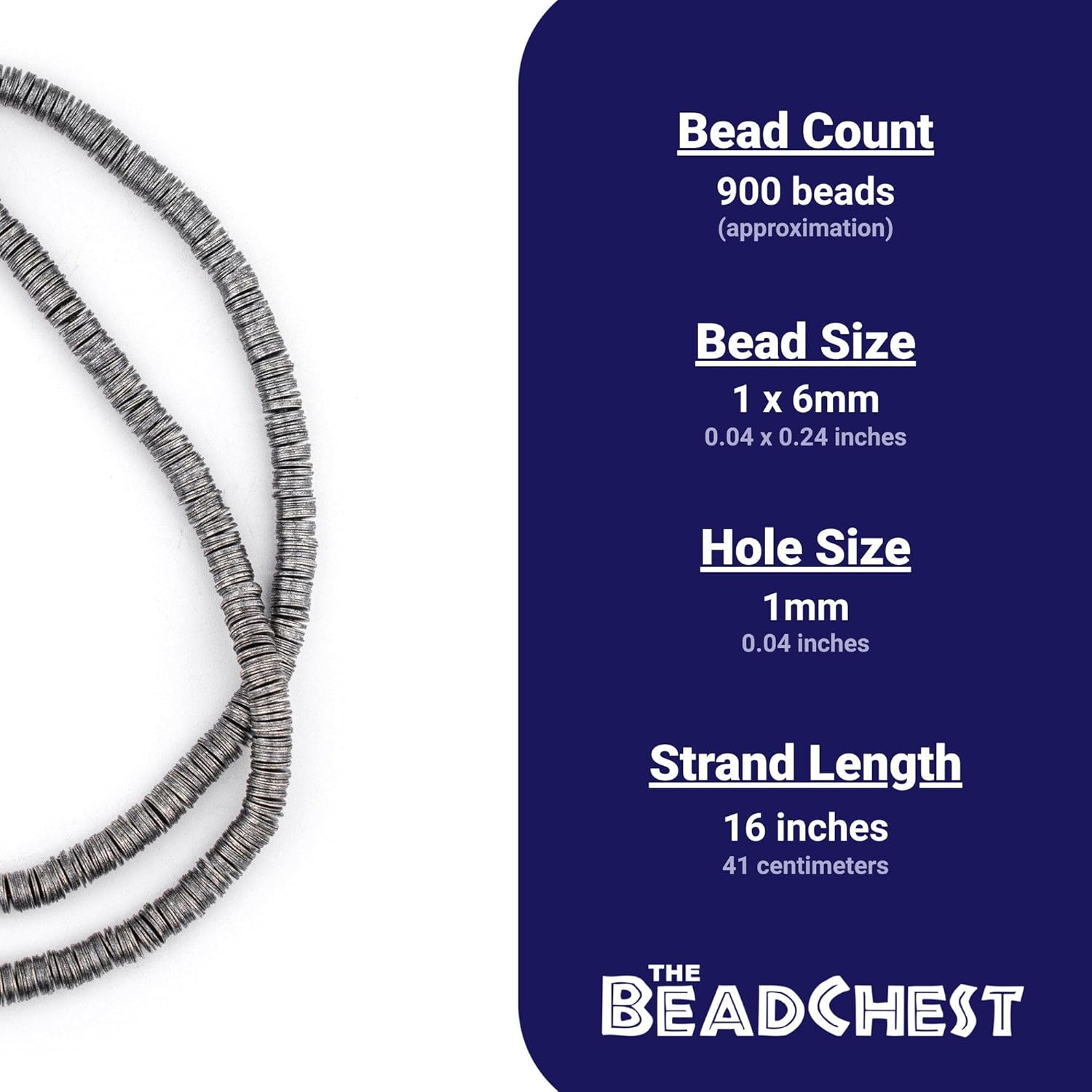 The Bead Chest Antique Silver Interlocking Crisp Beads (6mm, 16 Inch Strand)