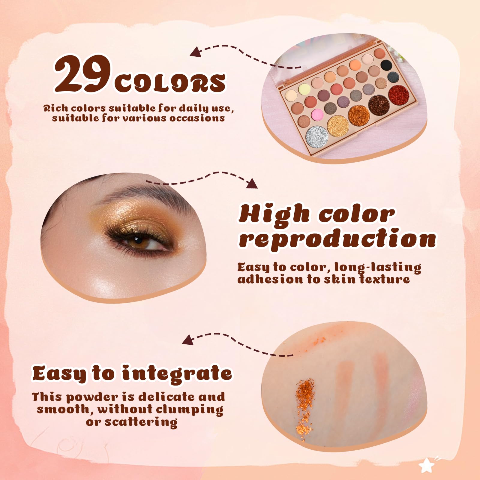 29 Colors Eyeshadow Palette, Highly Pigmented Eye Shadows Palette, Waterproof Eye Make up Kit - Image 3