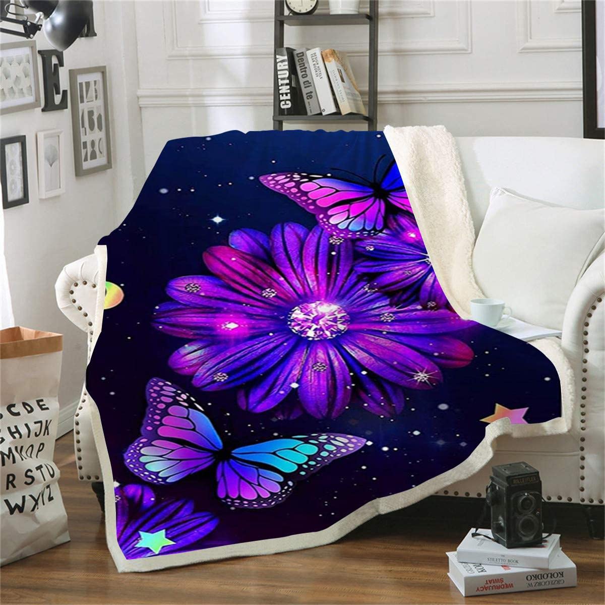 Plaid lit papillon contre le froid en couverture polaire super douce